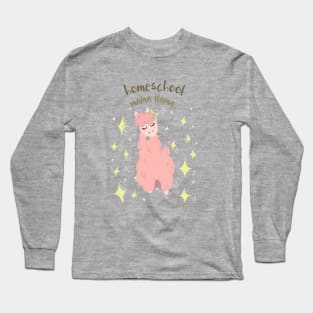 Homeschool Mama Llama in Pink Long Sleeve T-Shirt